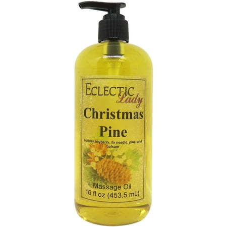 Christmas Pine Massage Oil by Eclectic Lady, 16 oz, Sweet Almond Oil and Jojoba Oil