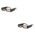 thumbnail image 2 of Minnieouse Gafas de sol rectangulares, gafas de lujo, gafas Retro, a prueba de sol, a prueba de polvo, protección , gafas de Hip Hop Marrón oscuro 2Conjunto, 2 of 6