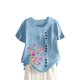 thumbnail image 1 of Camisetas de Manga Corta para las Mujeres Botón de Impresión Casual Cuello Redondo Camiseta Superior, Blusas para las Mujeres Casual, 1 of 4