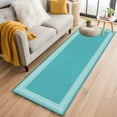 thumbnail image 2 of Turquoise Large Area Rugs for Bedroom Living Room, Soft Non Slip Carpet Bedside Rug, Geometric Boho Ethnic Tile Chic Monochrome Rectangular Floor Cover Kitchen Accent Rug 2'x6' for Dining Room/Office, 2 of 9