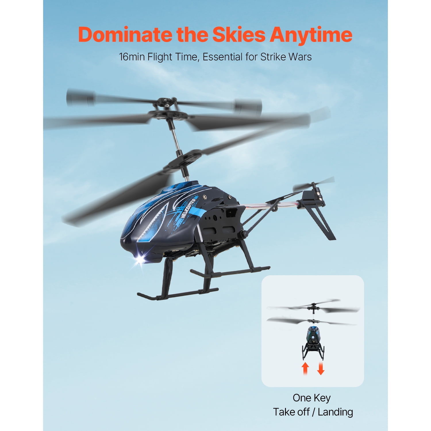 KFFKFF Remote Control Helicopter, 2.4GHz Flying RC Toy, 3.5 Channel Aircraft for Kids, 16-Minute Flight Duration, Altitude Stabilization, One-Button Takeoff/Landing & LED Lighting