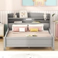 thumbnail image 3 of Euroco Wood Full Size Platform Bed with LED Light and Storage Headboard, Antique Grey, 3 of 13