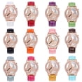 thumbnail image 5 of Ruanlalo Round Butterfly Rhinestone Faux Leather Band Analog Women Quartz Wristwatch Purple, 5 of 6