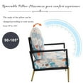 thumbnail image 3 of Retro Low Back Floral Print Velvet Accent Armchair with Gold Metal Legs & Rubberwood Frame, Wide Armrest Mid-Century Lounge Chair with Pillow Back, Sofa Chair for Living Room & Balcony, Blue Floral, 3 of 13