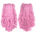 thumbnail image 4 of 28"/70cm Lolita Long Curly Clip on Ponytails Cosplay Wig (Rouge Pink), 4 of 7