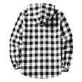 thumbnail image 5 of BRGZLK Plaid Hoodie Shirts for Womens Autumn Winter Trendy Long Sleeve Button Down Flannel Blouses Lighweight Breathable Drawstring Hooded Tops Black L, 5 of 5