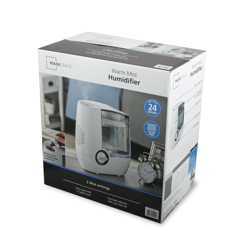 Mainstays Warm Mist Humidifier Filter Free 1.2 Gallon Visible
