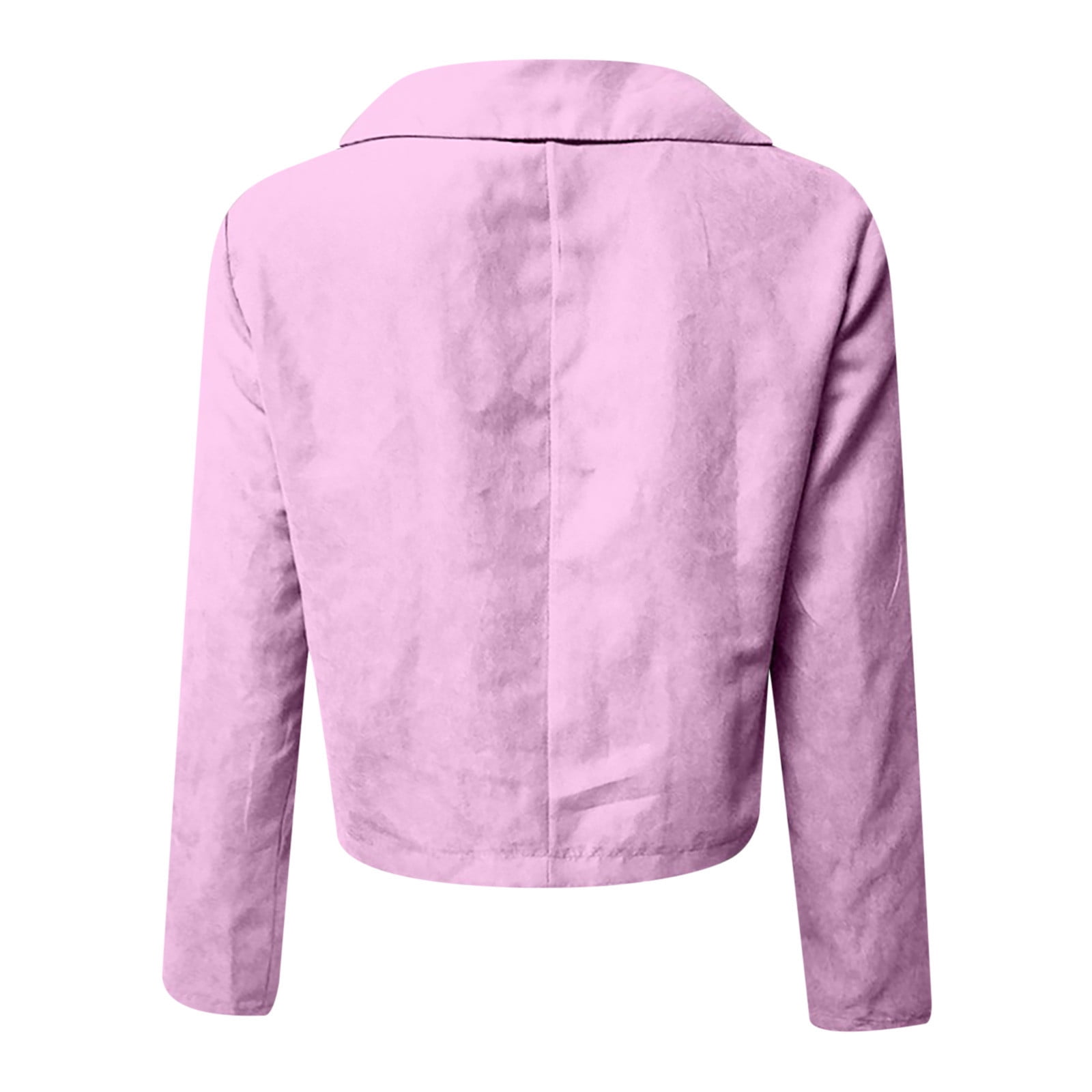 Fartey Clearance Womens Faux Leather Short Jacket Fashion Zip Up Moto Biker Slim Fit Jackets Dressy Casual Notch Lapel Solid Color Long Sleeve Coats