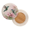thumbnail image 2 of Renewold Round Bar Stool Cover 2 Pack Non-Slip Bar Stool Cushion Cover Vanity Seat Slipcovers for Home Bar Decoration, 13"-15", Retro Hummingbird Flower Beige, 2 of 6
