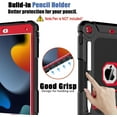 thumbnail image 5 of BMOUO Case for iPad 9th 8th 7th Generation (10.2 inch, 2021/2020/2019), Shockproof Protective iPad 10.2 Case with Built-in Stand/Pencil Holder, Black+Red, 5 of 7