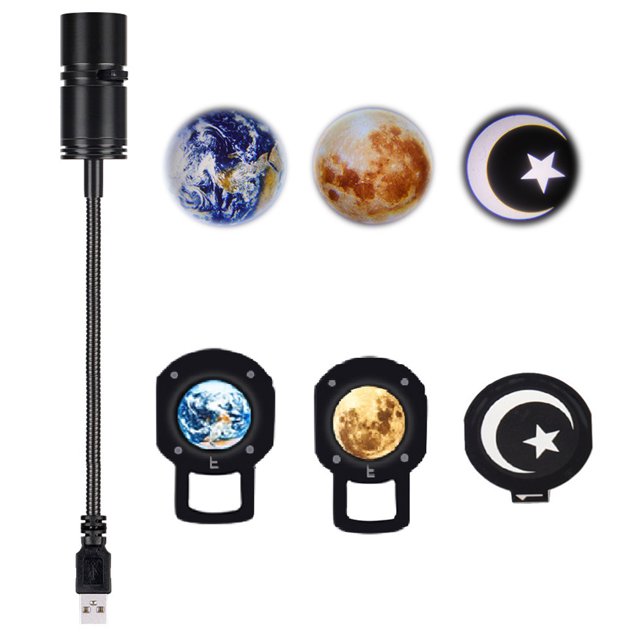 Lámpara LED de proyección de Luna y Tierra, lámpara de proyector 3D de Luna y Tierra, luz nocturna LED giratoria de 360 ° para fondo de Selfie, decoración del hogar