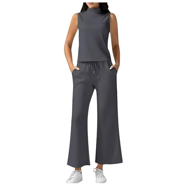 Conjuntos de dos piezas para mujer para el verano 2025: camiseta sin mangas con cuello alto y pantalones cortos. Chándal deportivo, XS-XXL.