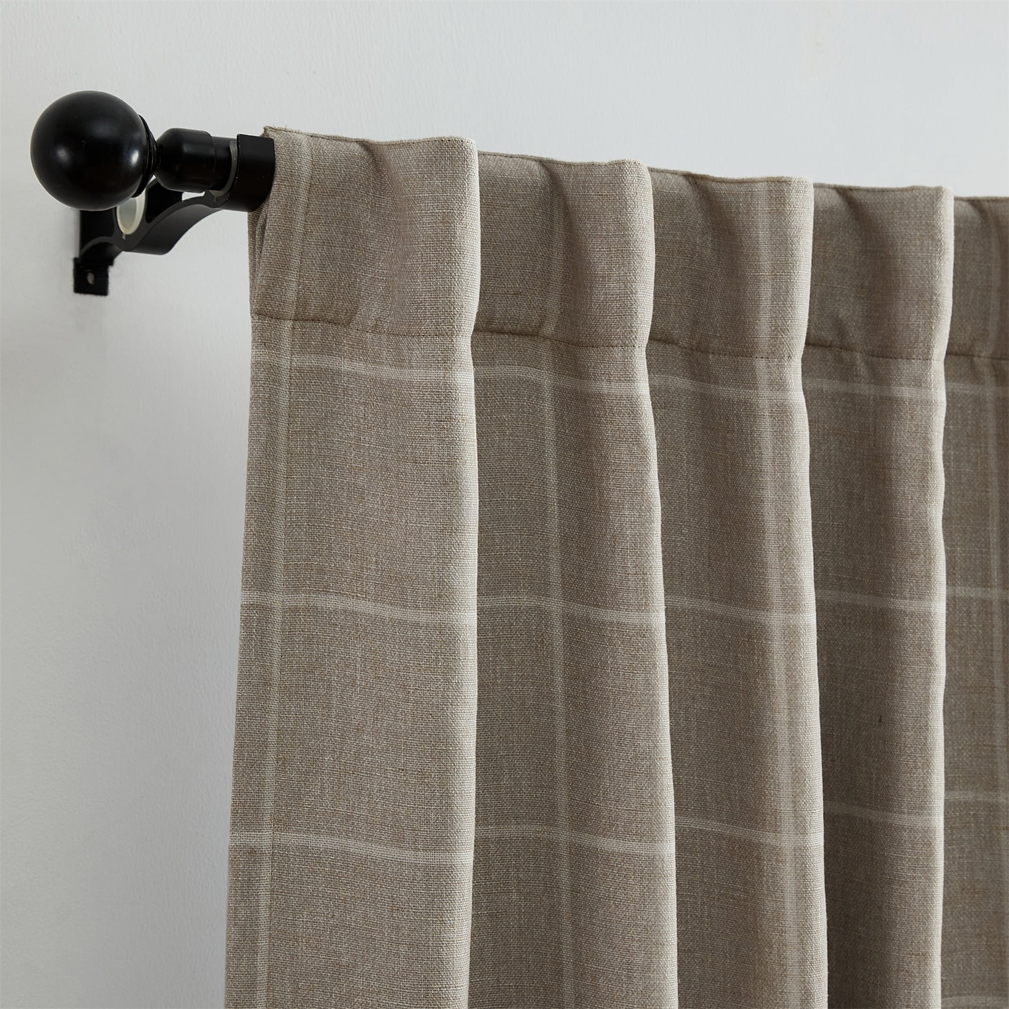 Elrene Home Fashions Sawyer Windowpane Plaid Blackout Window Curtain, Taupe, 52" x 84"