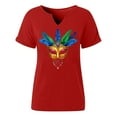 thumbnail image 6 of Xuyuer Mardi Gras V-Neck T-Shirt for Women Hearts Beads Carnival Tuesday Parade Loose Top short Sleeve Casual Tee Tshirts S-2XL Pattern T-Shirt - Casual Short-Sleeved Retro, 6 of 6