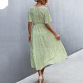 thumbnail image 4 of Summer Saving Clearance 2022! TIANEK Women Sun Dress Vintage Printed V Neck Short Sleeve Narrowing Waistline Cotton Sundresses for Women Long Dress, 4 of 6