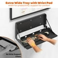 thumbnail image 3 of PUTORSEN Flip Down Keyboard Tray Wall-Mount - 24 Inch Computer Keyboard and Mouse Platform Tray, , Mouse Pad and Wrist Pad Included, Holds Up to 22 lbs, Black, 3 of 7