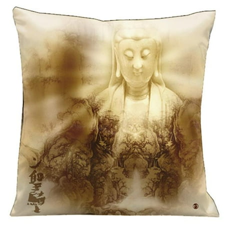 Lama Kasso W-42 Guanyin Sunburst Overland in Brown and Earth Tones Fades to Earth Tone on Back 18 in. Square Satin Pillow