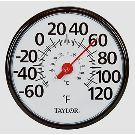 

TAYLOR Large 13.5 EASY TO READ In/Outdoor Black Dial Thermometer F/C New! #6700