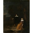 thumbnail image 2 of Gerrit Dou 12x14 Gold Ornate Wood Frame and Double Matted Museum Art Print Titled - Portrait of a Couple in a Landscape (1630 - 1675), 2 of 4