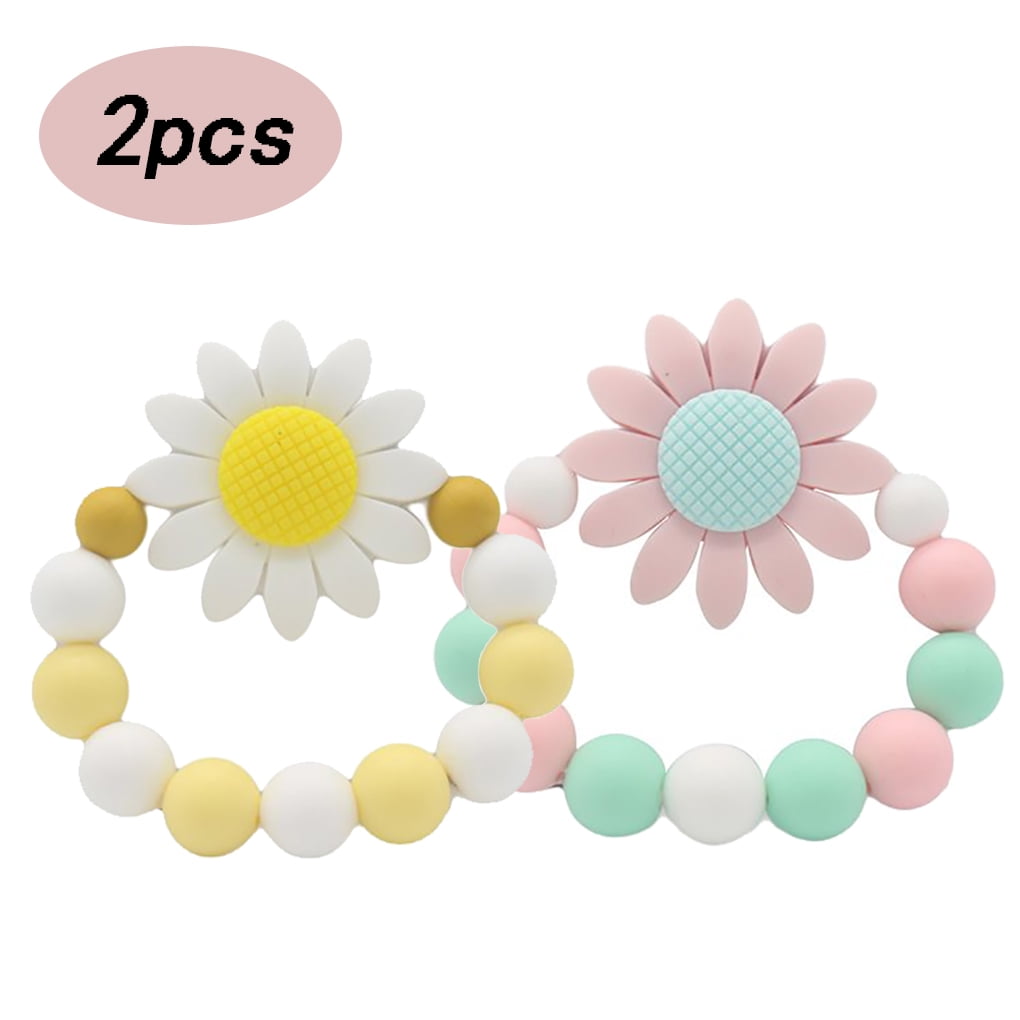 Baby Teething Necklace Sunflower Silicone Beads Chew Sensory Jewelry BPA Free 