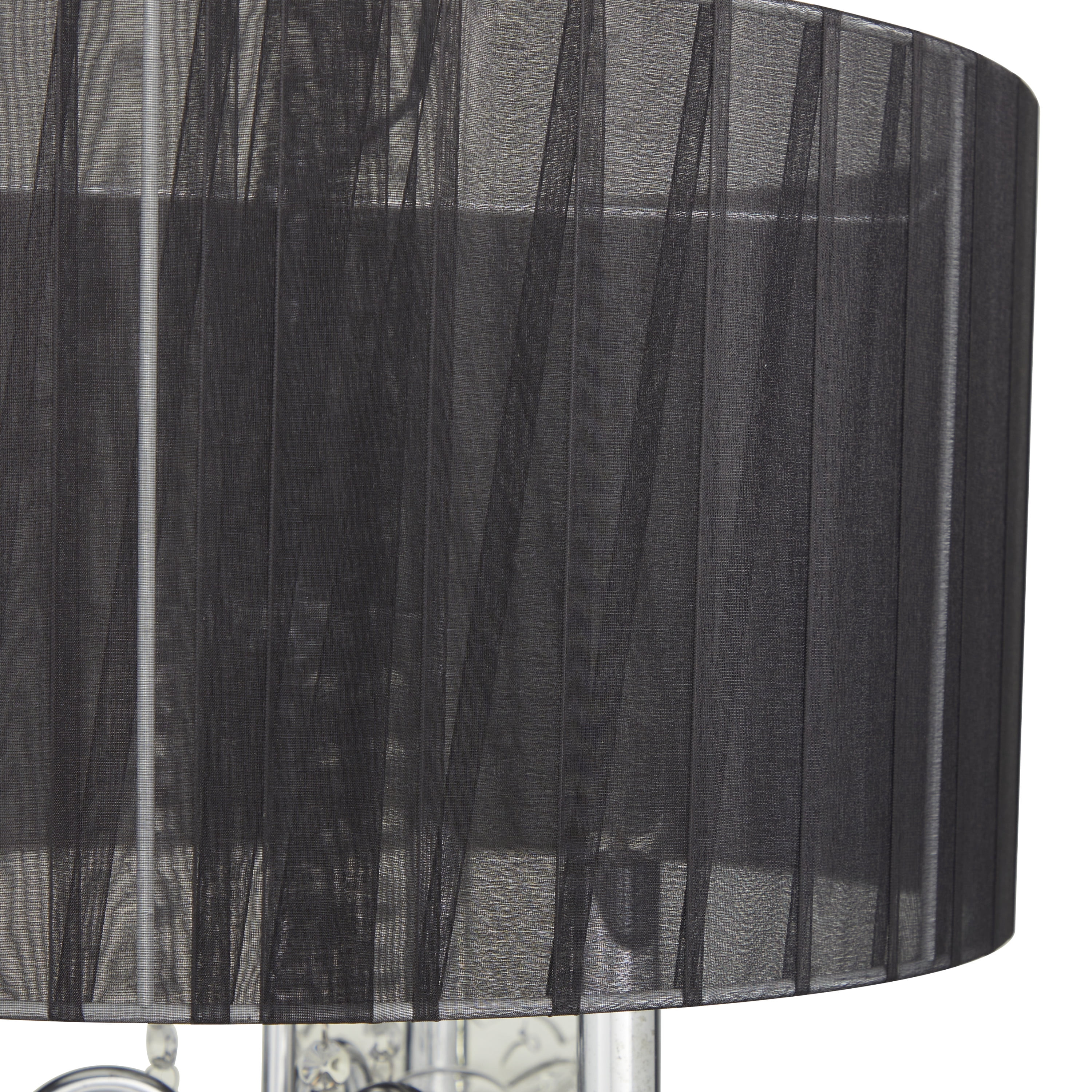 DecMode 31" 3 Light Silver Table Lamp with Black Linen Shade