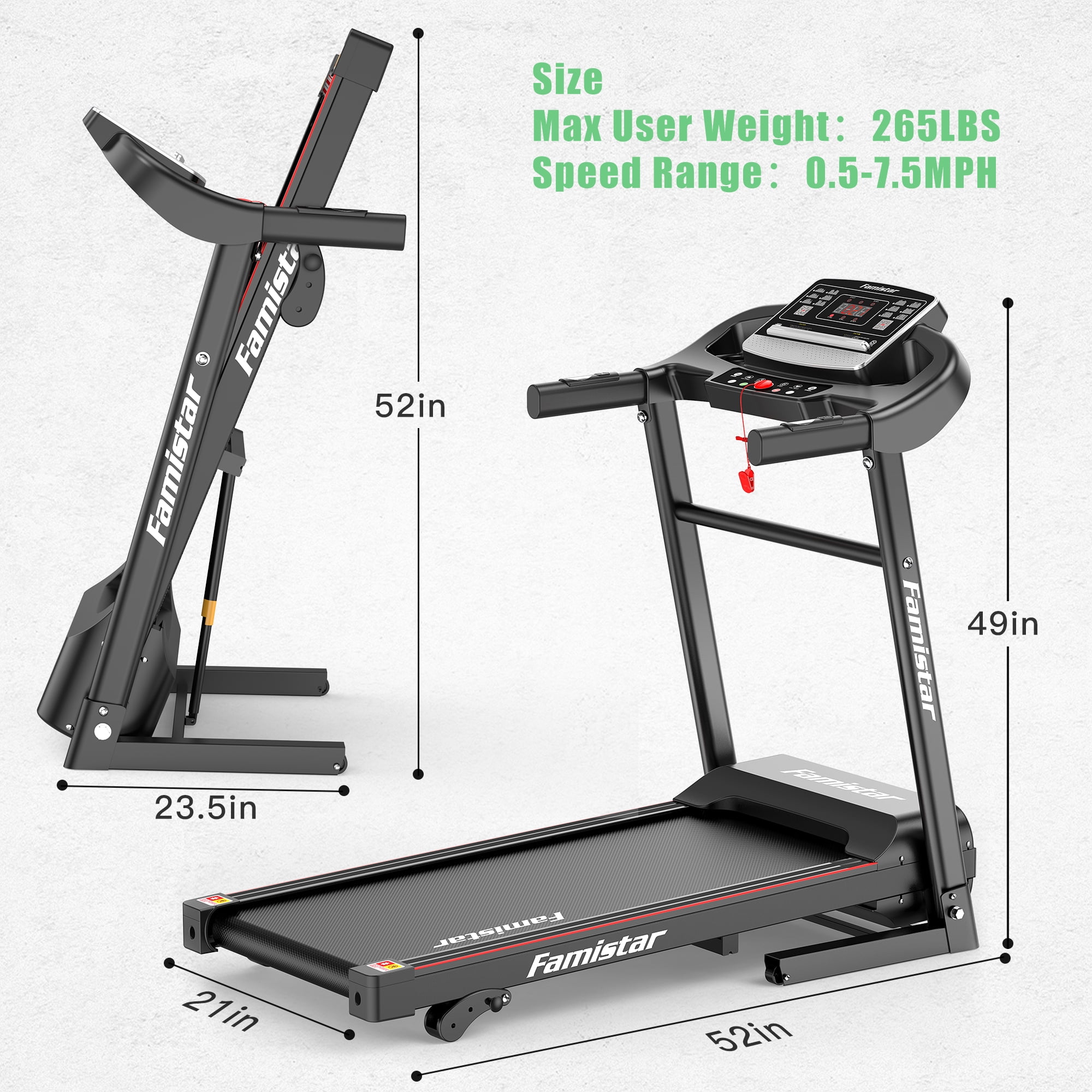 Famistar JK1607 Folding Treadmill for Home Jogging Walking with