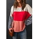 thumbnail image 2 of ABPHQTO Top de mujer con mangas a rayas de burbujas en bloques de color rosa, 2 of 5