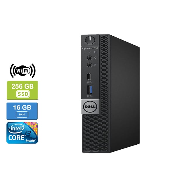 Remis à Neuf : DELL 7050 Intel Core i3-7100T 16 Go 256 Go SSD Win 10 Pro Wi‐Fi UK&M