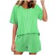 thumbnail image 1 of Conjunto de Pijama de las Mujeres de Moda Casual Color Sólido Manga Corta Cuello Redondo Top Y Pantalones, 1 of 6