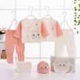 thumbnail image 2 of CAUYDYNew Born Baby Layette Gift Set-7 Piece Cotton Girl Boy Cute Cartoon Clothing and Essentials Accessories 0-3 month0-3 ML101-Light Pink,9-12 M), 2 of 5