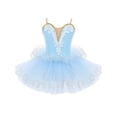 thumbnail image 3 of YiZYiF Camisole à Sequins pour Filles Cygne Lac Ballet Danse Justaucorps Robe Tutu avec Couvre-Chef Princesse Bleu 150, 3 of 7