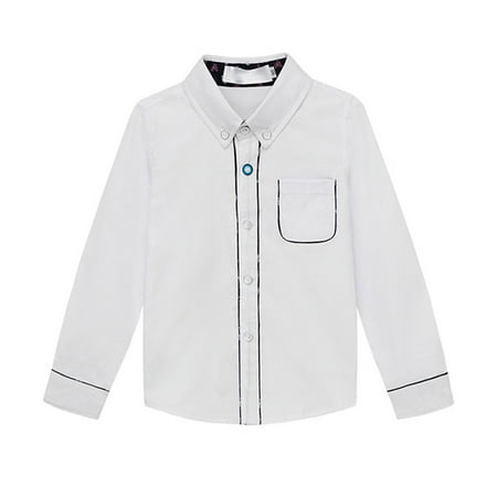 

Geire Toddler Boys Shirts for Fall Wear Trendy Cotton Solid Long-sleeved Turndown Collar Casual Button Down Top for Middle-small Children