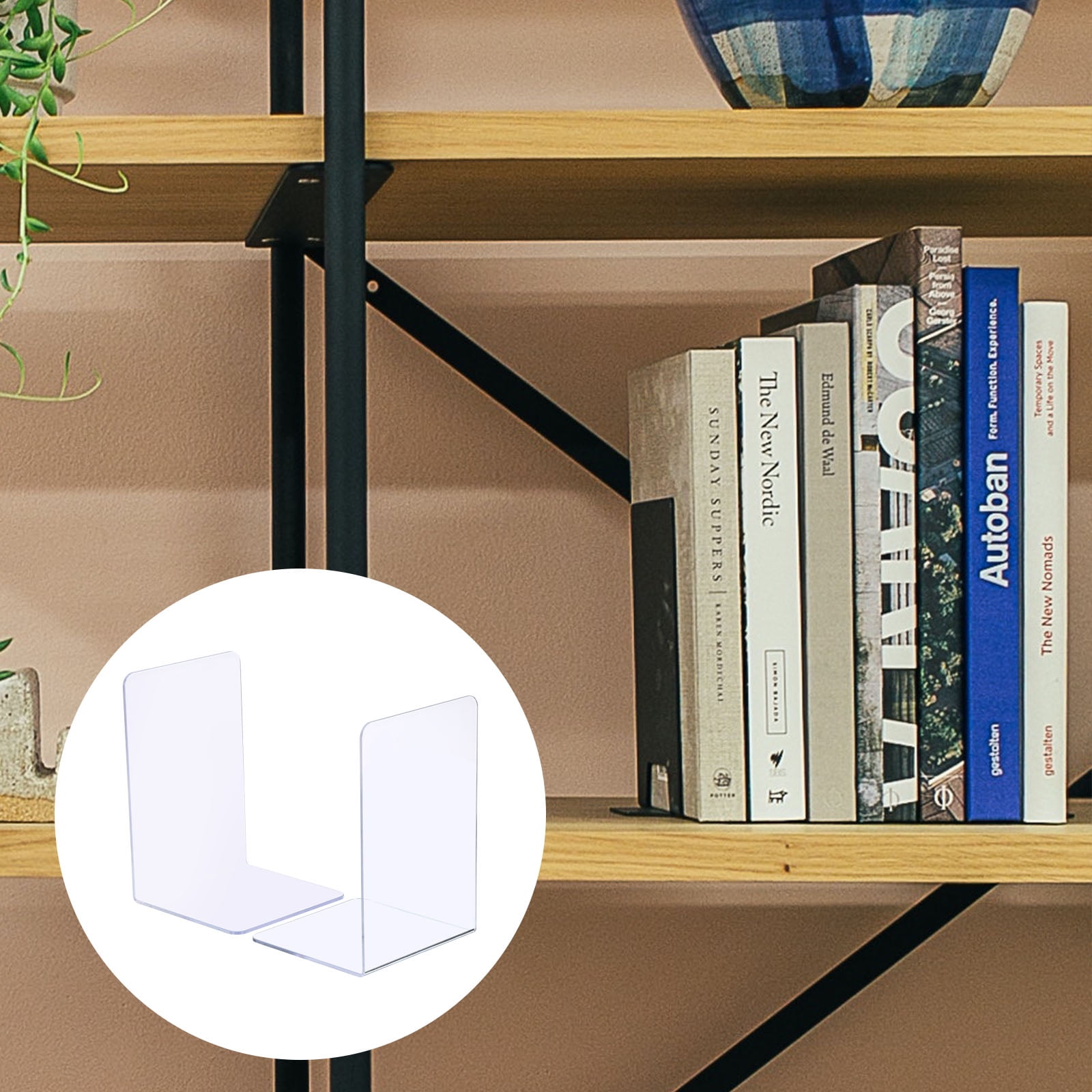 Unique Bargains Acrylic L-shaped Book Ends for Desktop Bookshelf Organizer 4Pcs Clear