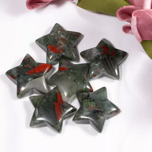 GKNET 20pc 30mm Natural Stone Reiki Healing Dragon Blood Stone Crystals Stars Gemstone