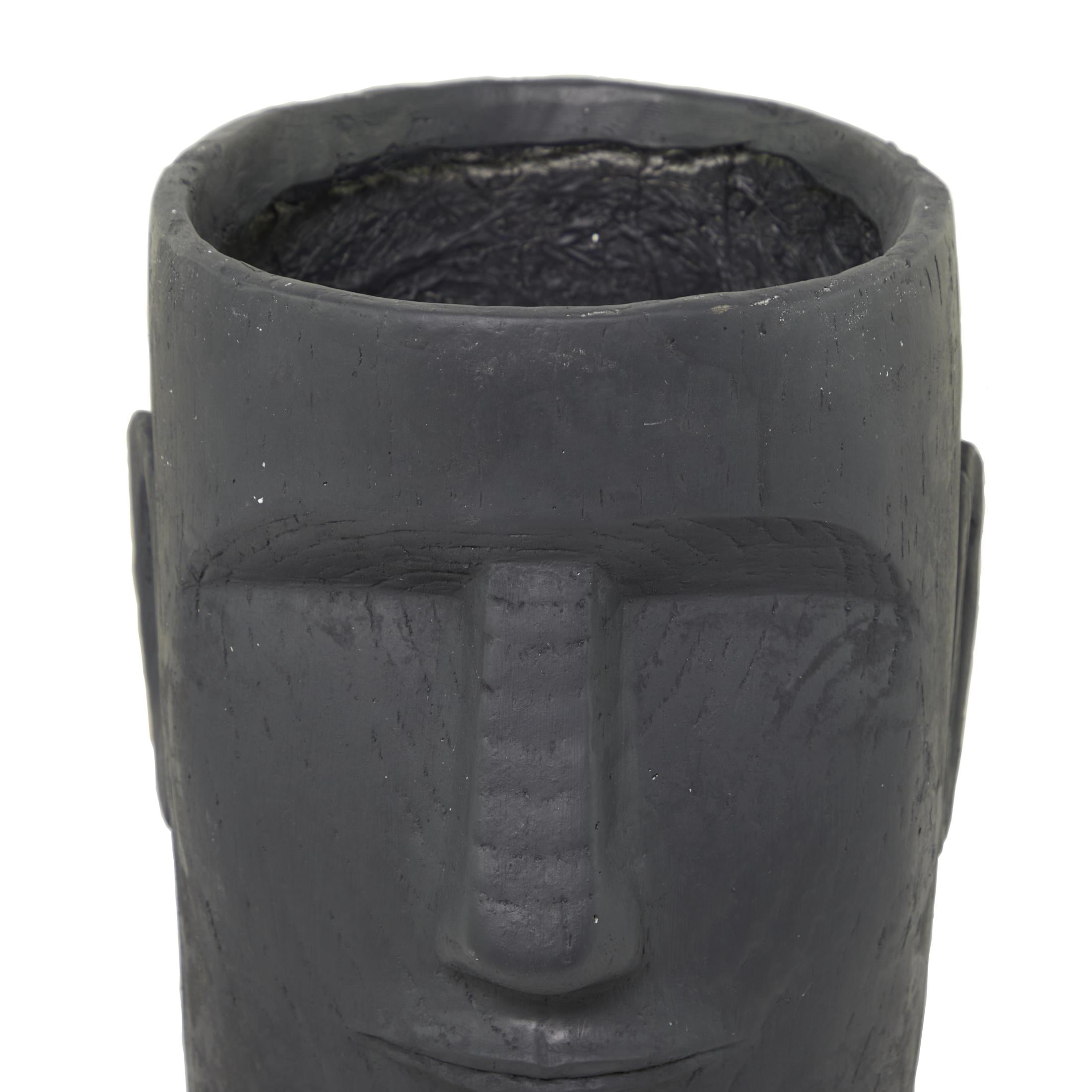DecMode 13" x 18" Easter Island Dark Gray Magnesium Oxide Face Planter