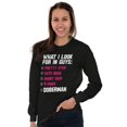 thumbnail image 5 of What I Look In Guys Doberman Dog Lady Women's Long Sleeve T Shirt Brisco Brands M, 5 of 6