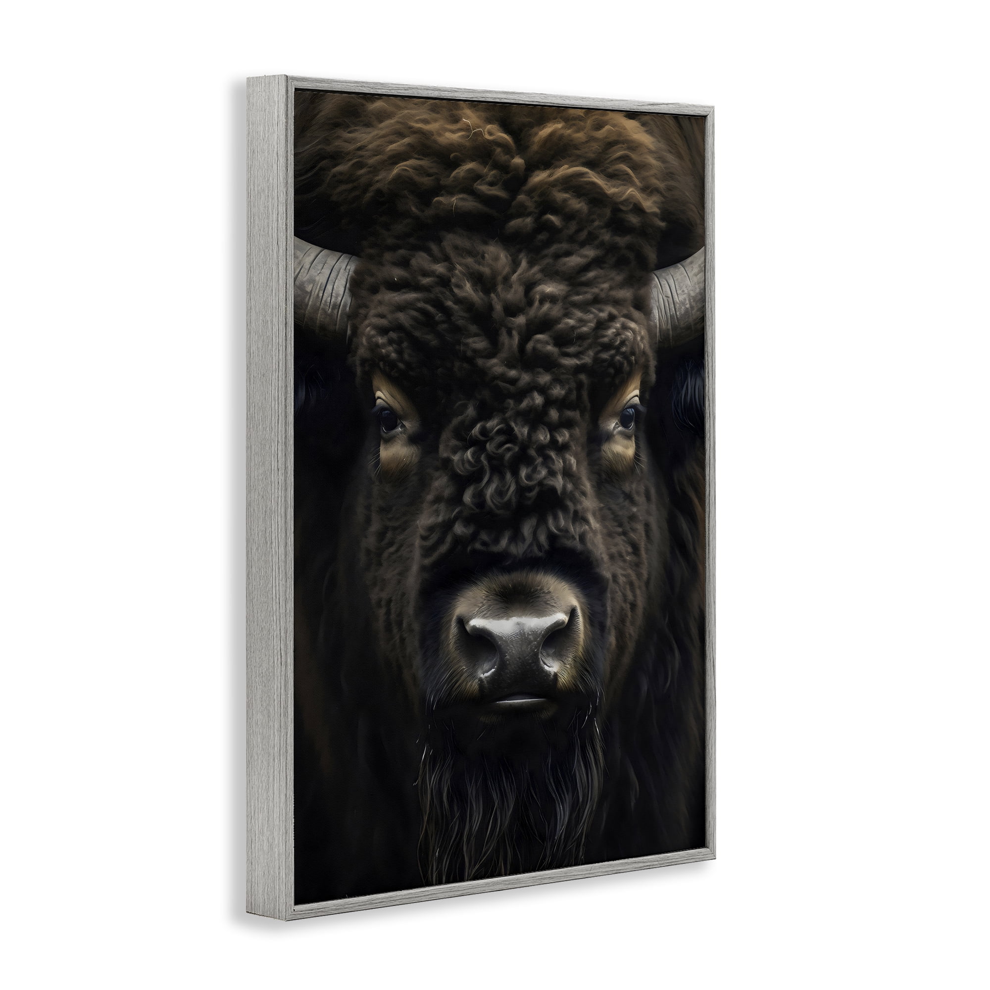 Stupell Industries Bison Portrait Close Up Gray Framed Giclee Art, design by Creative Studio