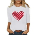 thumbnail image 2 of Avrnliq Womens White Valentine's Day Heart Print Top Romantic Cute Love Holiday Outfit for Valentine Date Night Party,Size L, 2 of 5