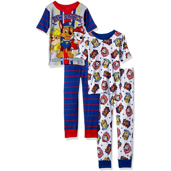 Nickelodeon Paw Patrol 4 PC Short Sleeve Tight Fit Cotton Pajama Set Boy Size 6