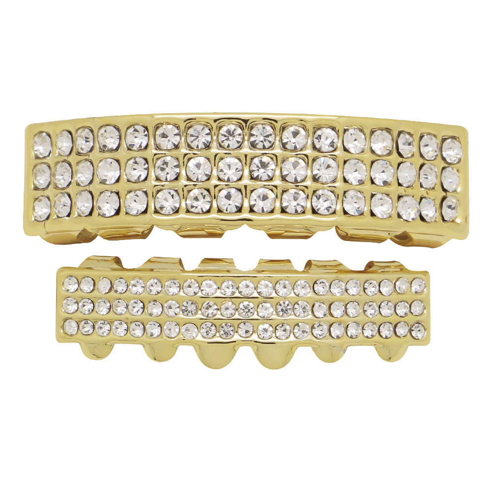 Rainbow Hip Hop Teeth Top Bottom Tooth Grill Set Copper Tooth Cap