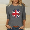 thumbnail image 2 of WREESH Womens Great Britain Uk Flag T-Shirts Casual 3/4 Sleeve T-Shirt Patriotic Basic Graphic Tees Blouse Round Neck Pullover Tops Gray, 2 of 5