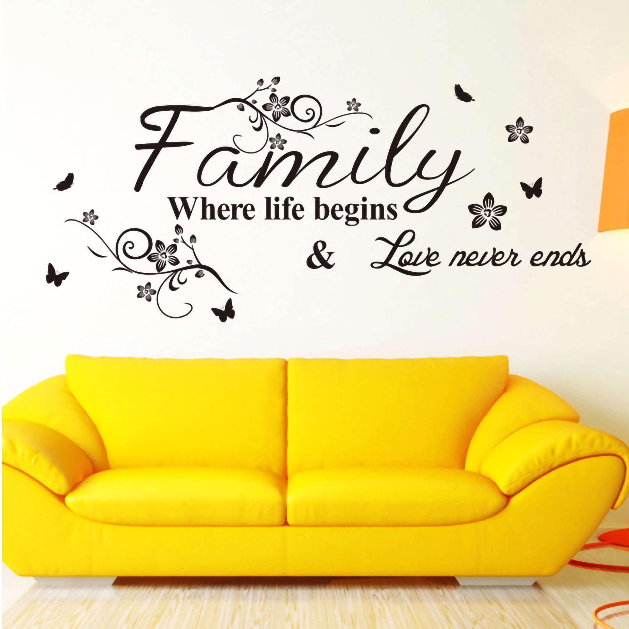 family where life begins love never end wall sticker art sayings