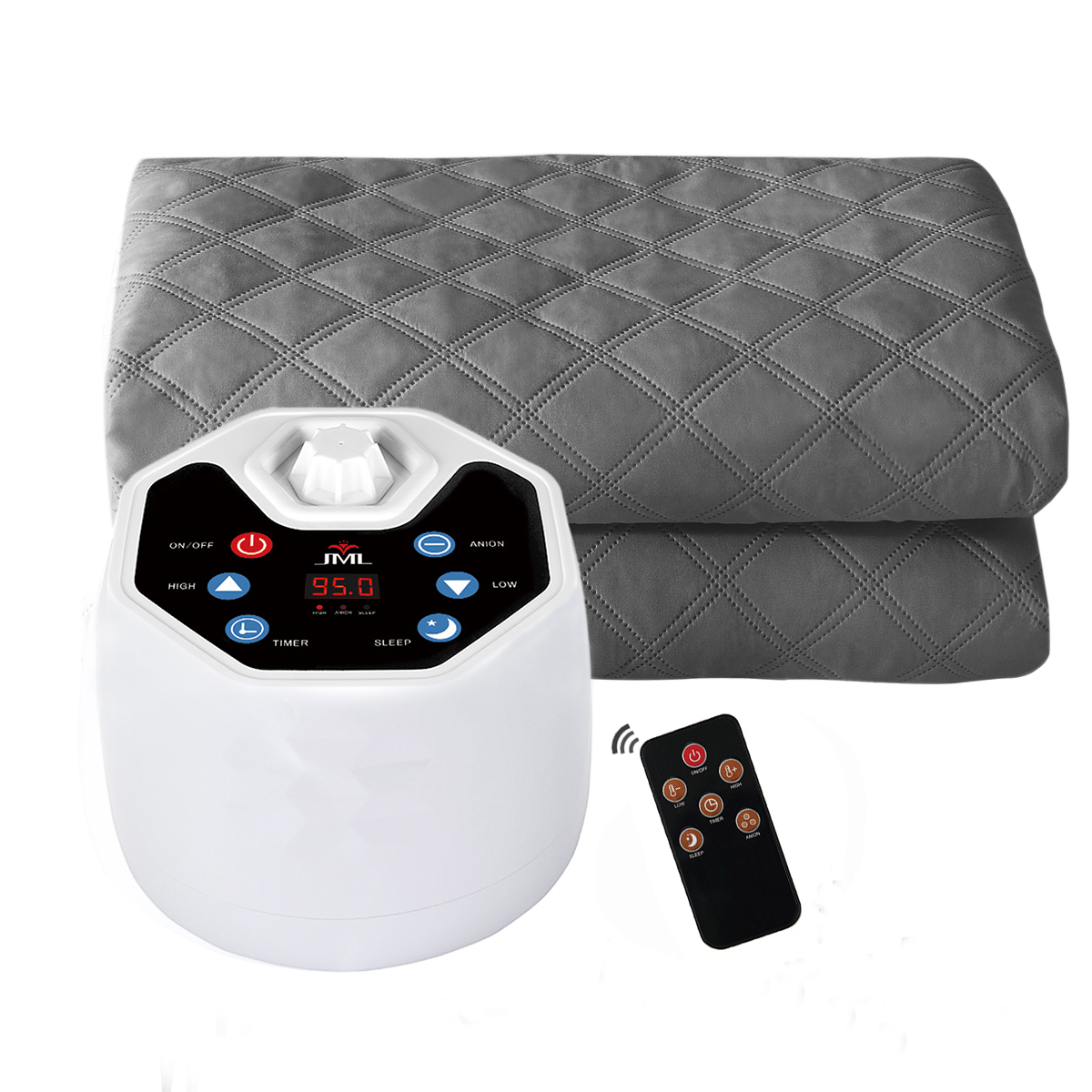 Quilted Electric Water Heated Blanket, Queen, Grey - image 1 of 10