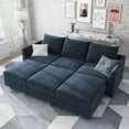 thumbnail image 4 of HONBAY Canapé Sectionnel Convertible Élégant en Velours avec Lit et Rangement, Bleu Marine, 4 of 9