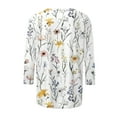 thumbnail image 5 of CYMMPU Tunic Tops 3/4 Sleeve Summer Trendy Shirts Spring Tops Blouses for Women Dressy Casual Round Neck Flower Printed Loose Fit Lightweight Basic Tees White M, 5 of 5