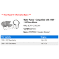 thumbnail image 2 of Water Pump - Compatible with 1989 - 1997 Geo Metro 1990 1991 1992 1993 1994 1995 1996, 2 of 2