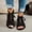 Black, variant on Women's Suede Gladiator Sandals, Lace-Up Cutout Open Toe Flat Sandals, Lightweight Casual Summer Shoes for All-Day Comfort Brown 9