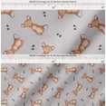 thumbnail image 2 of Soimoi Gray Cotton Poplin Fabric Footprints & Mouse Kids Print Fabric by the Yard 42 Inch Wide, 2 of 7