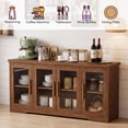 thumbnail image 3 of LAUSAINT HOME 66'' Large Sideboard Buffet Cabinet with Storage, Kitchen Storage with Glass Doors & Adjustable Shelves, Accent Farmhouse Wood Coffee Bar Table for Kitchen, Living Room, 3 of 9