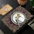 thumbnail image 5 of Placemats Set of 4 for European Dining Table, Table Placemats, Rectangular Vinyl, PVC - 12 x 18 Inches - Plum Gold, 5 of 7